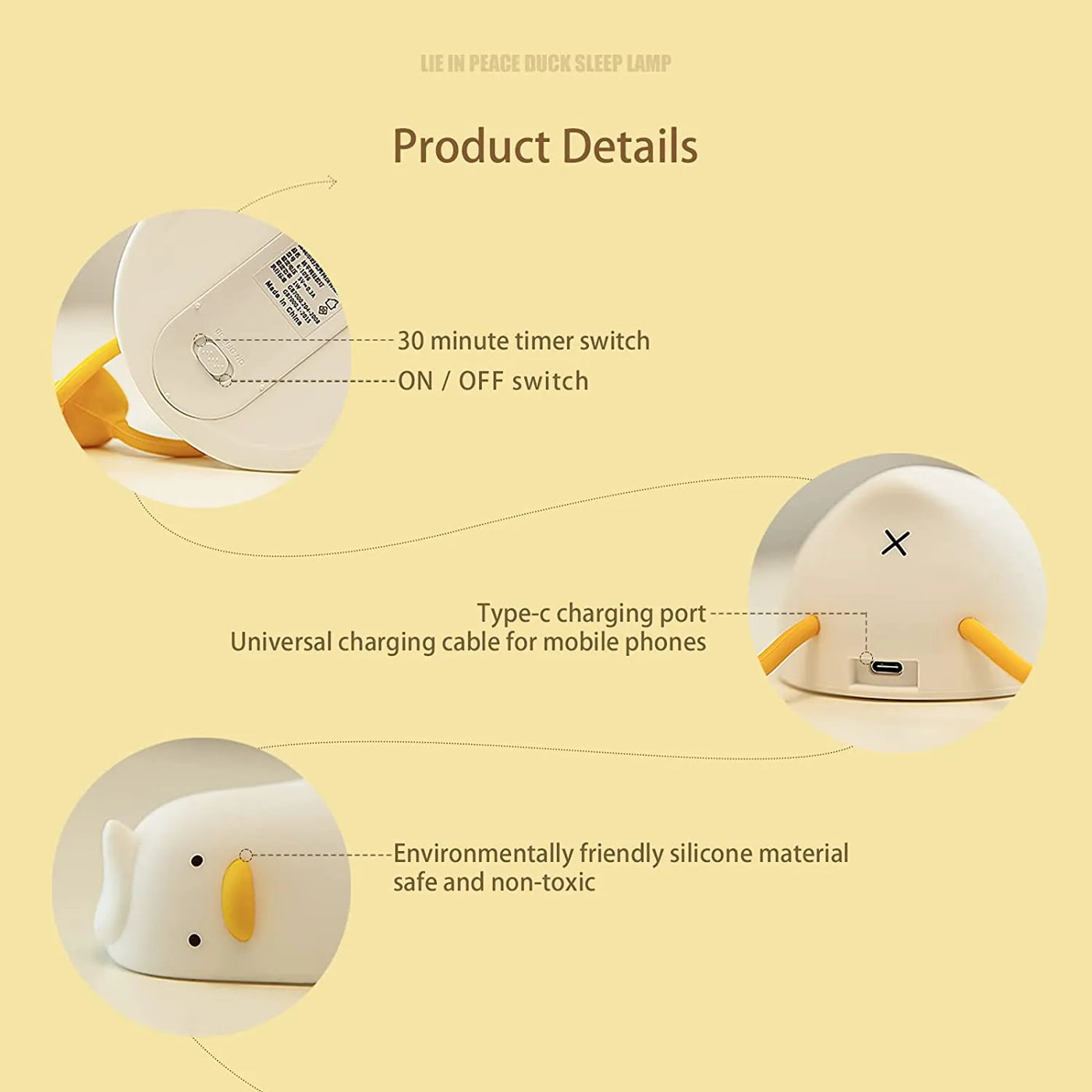 LED Lying Flat Duck Night Light